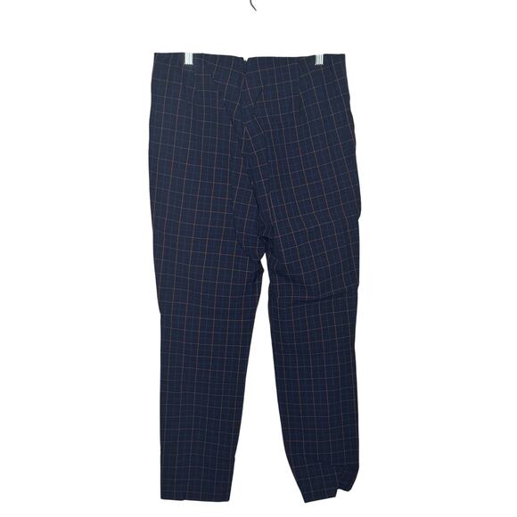 Rag & Bone Women’s Pants Size 10 Navy Pink Plaid Slim Tapered Stretch Workwear - Picture 1 of 10